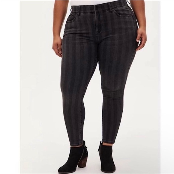 torrid Pants - torrid Black Gray Striped High-Rise Skinny Jeans